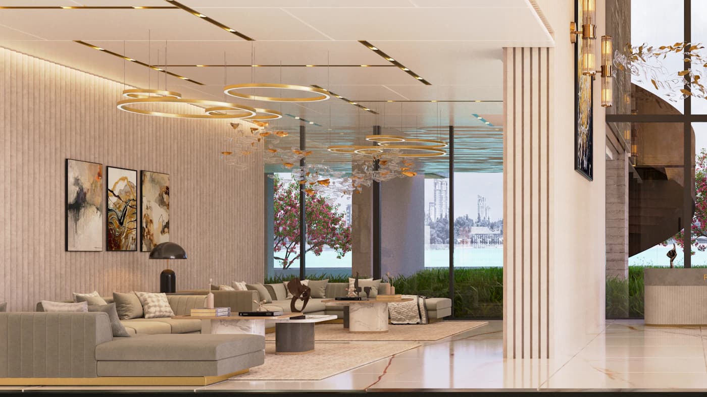 Illustration d’un hall d’hôtel contemporain
