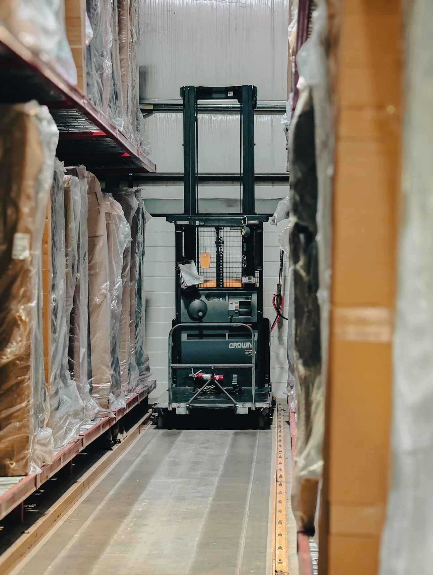 Storage aisle in a warehouse