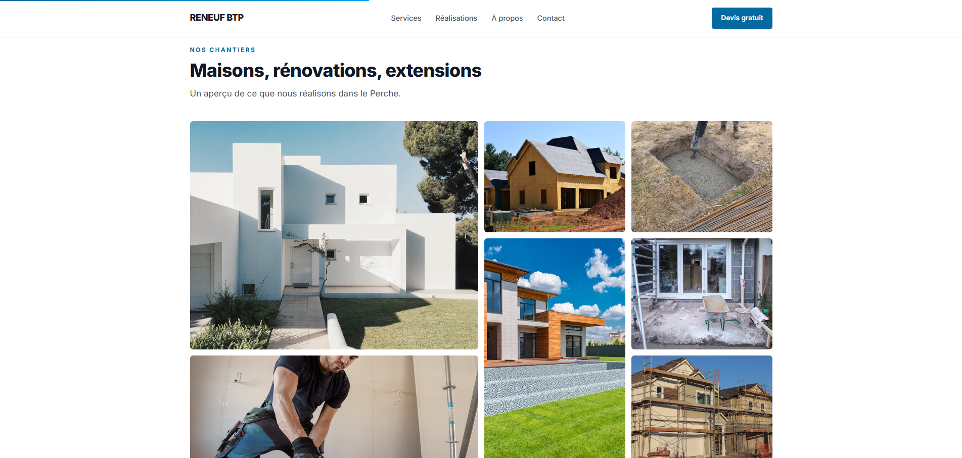 Section exemples du site Reneuf BTP