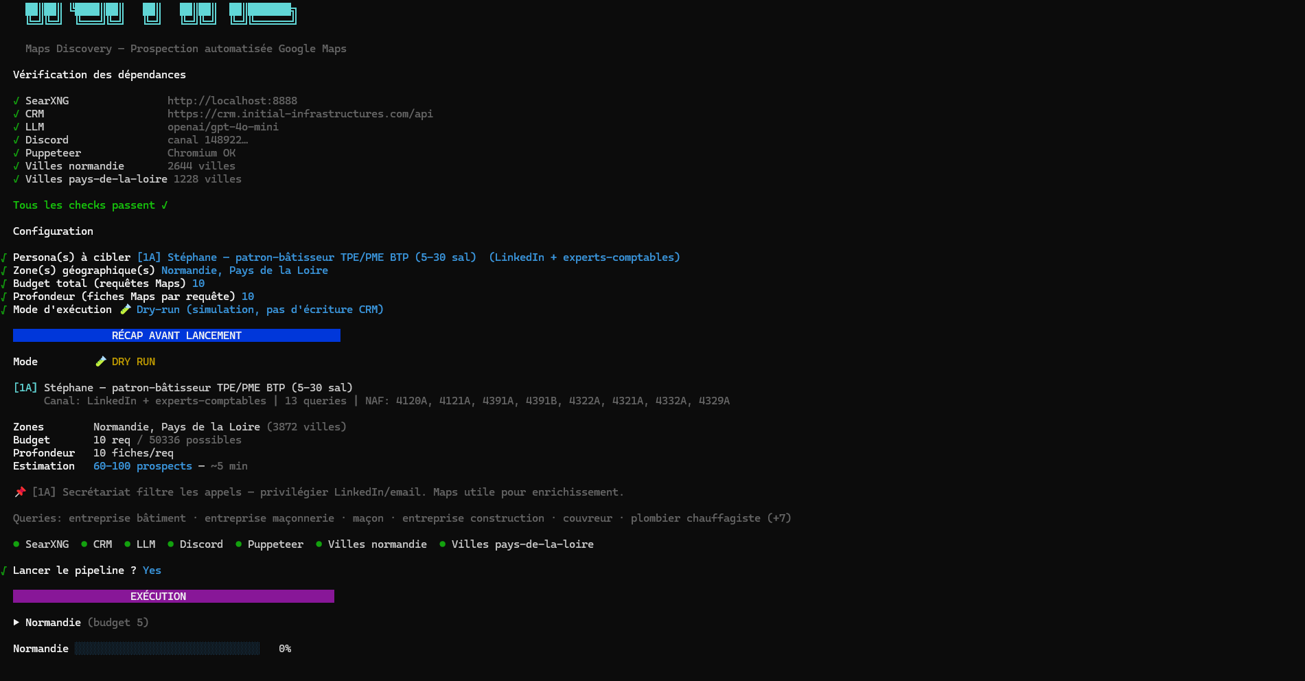 Lancement de l'outil de scraping avec état de chargement